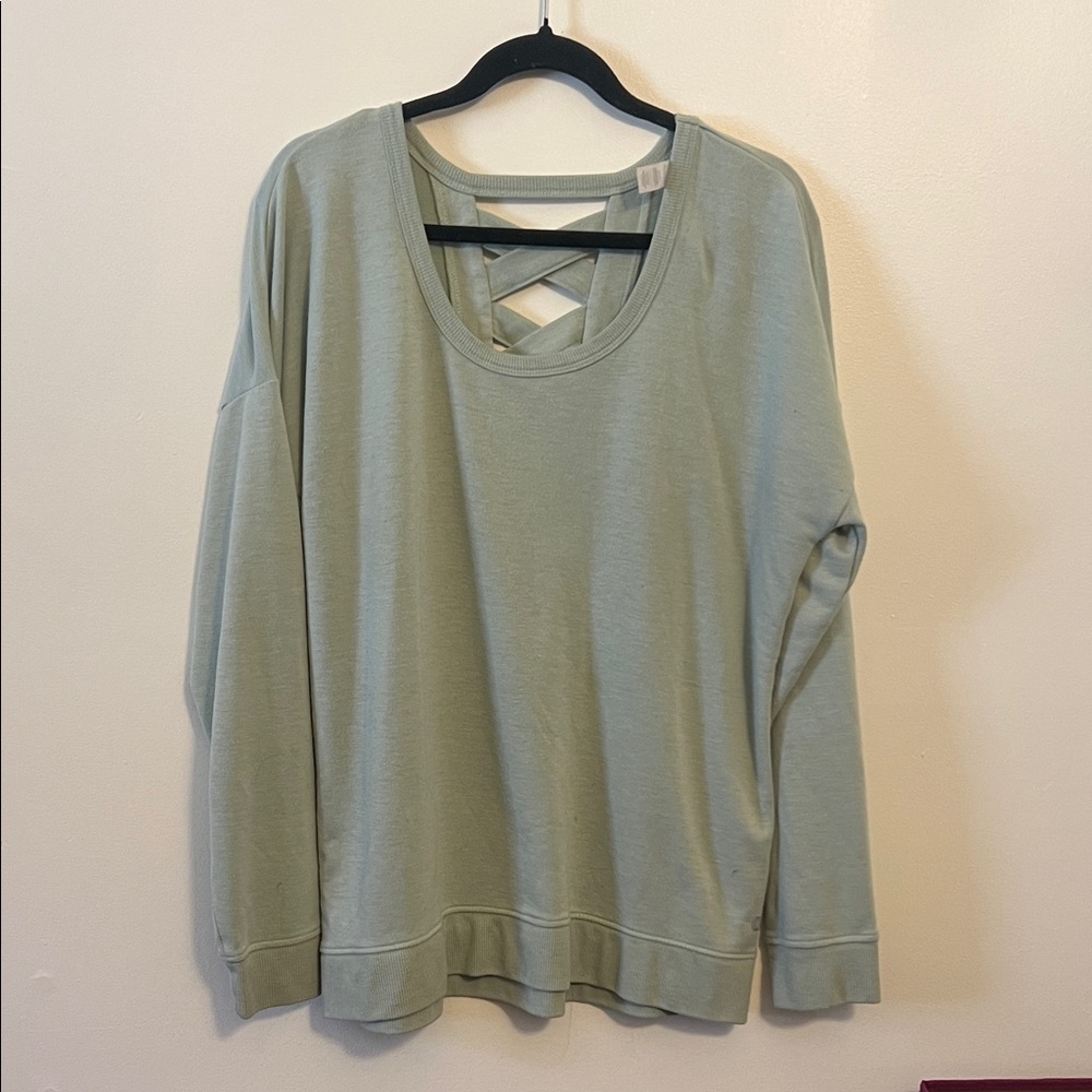 Balance Collection Sage Green Cross-Detail Sweatshirt